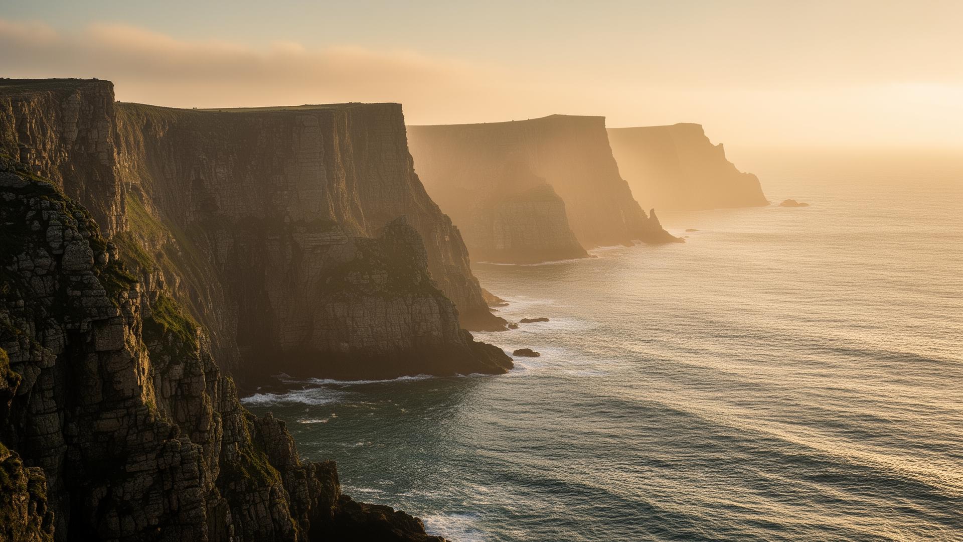 Côte bretonne au coucher du soleil